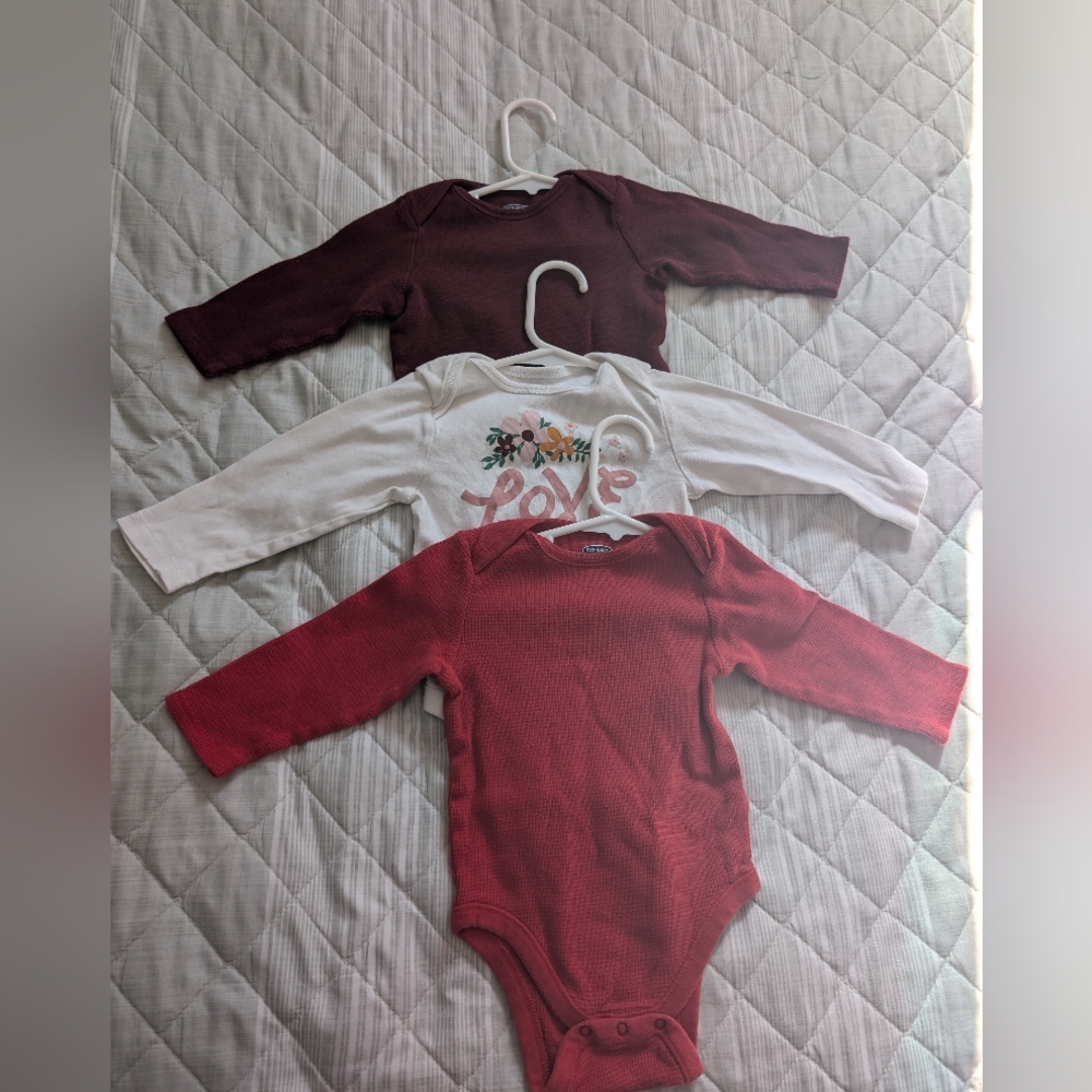 OLD NAVY three long-sleeved rompers for girls size 12-18 sizes